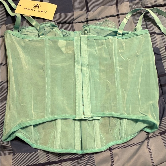 NWT Blue Medium Lace Bustier Top with adjustable straps - Picture 3 of 6